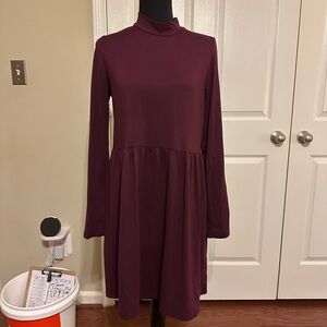 Entro Long Sleeve Burgundy Dress